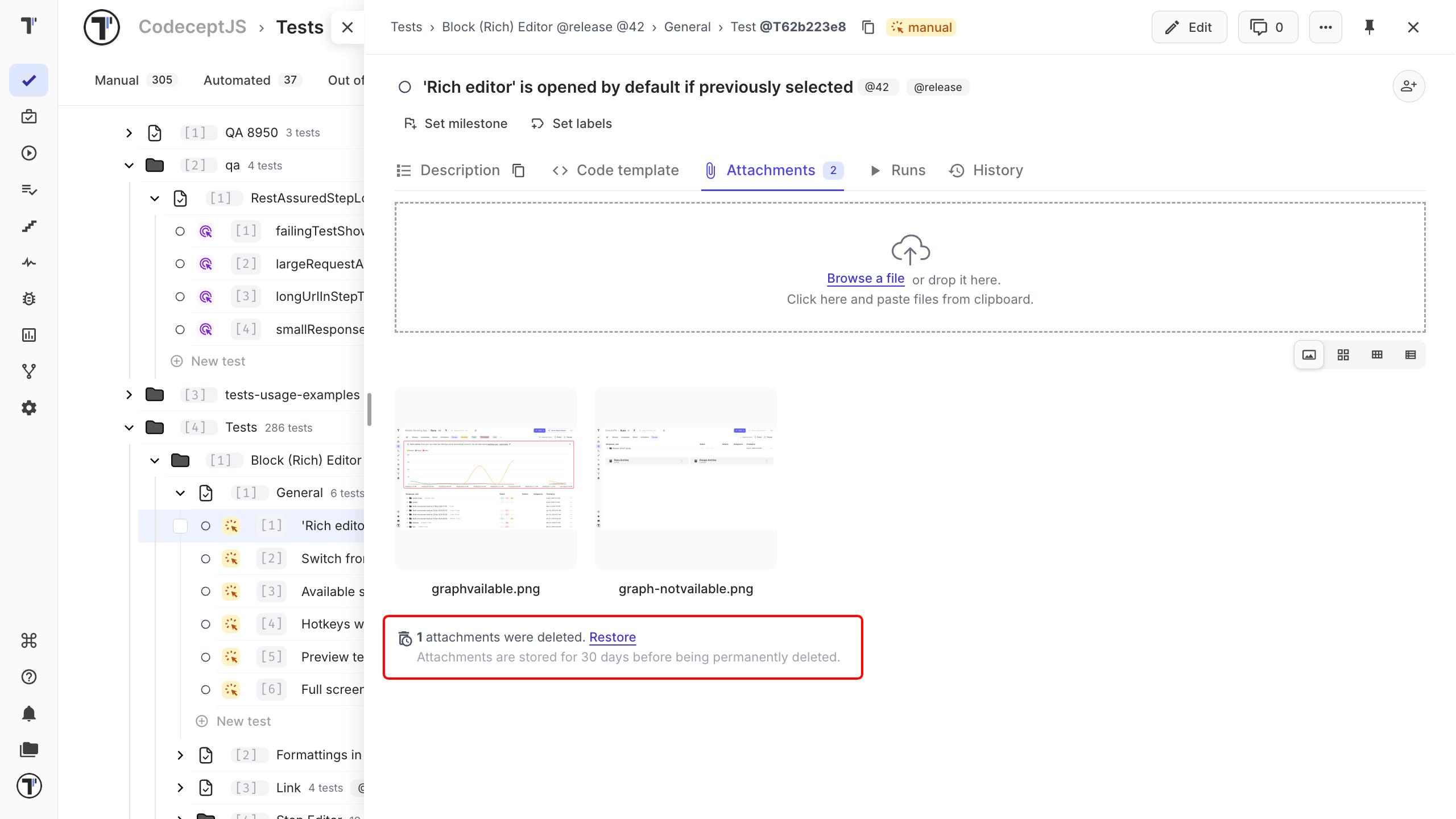 Restore attachment button