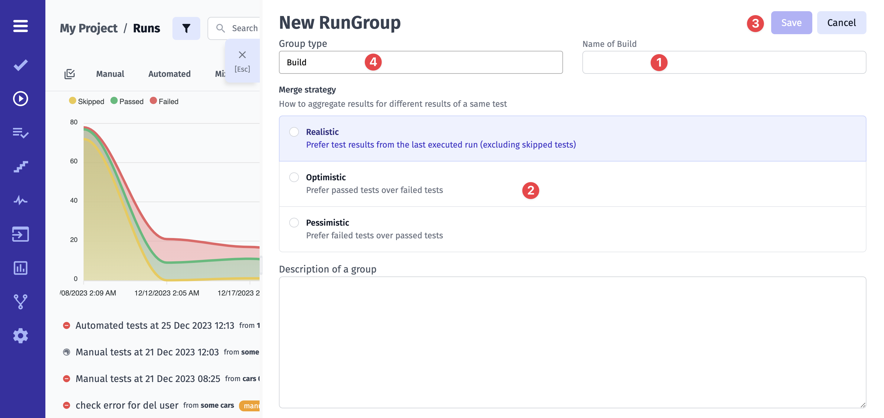 New RunGroup screen