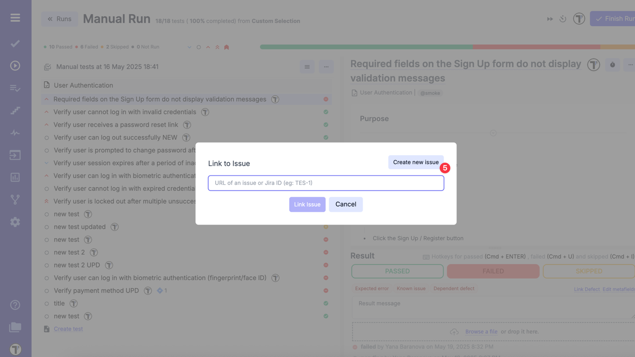 Create new issue button