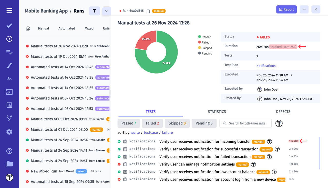 Testomat.io - Run Tracked Time