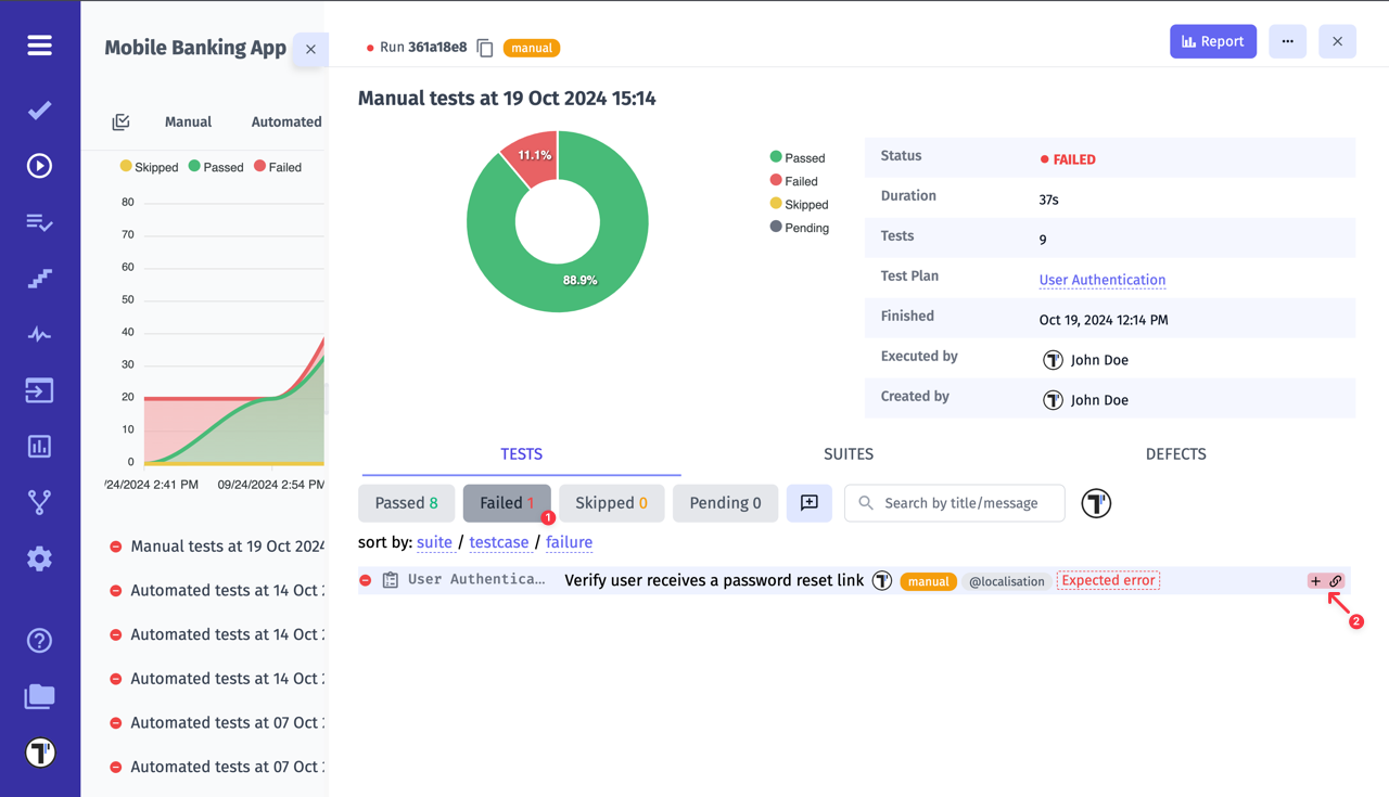 Testomatio.io - Creating JIRA Issue for Failed Test