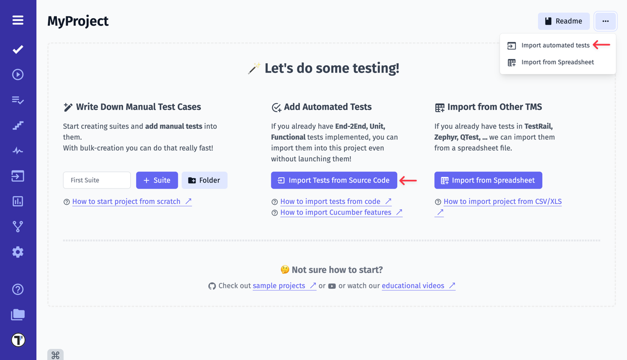 Import automated tests