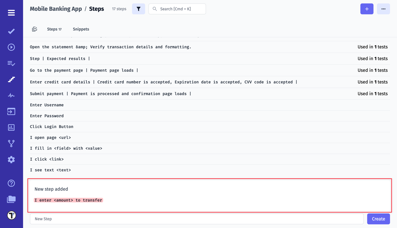 Testomat.io - New step created