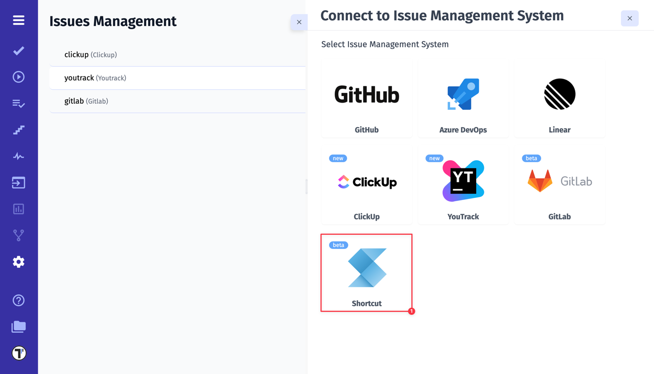 Testomat.io - Connect to Shortcut