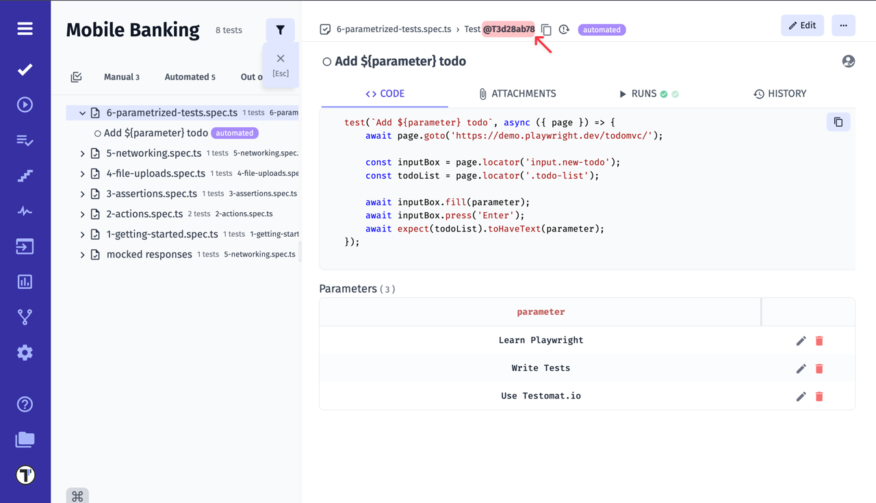 Testomat.io - Auto-assign Ids in Tests