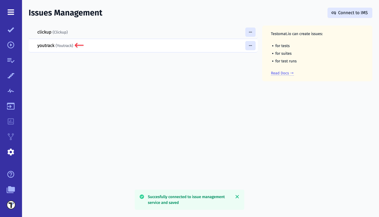 Testomat.io - YouTrack Profile