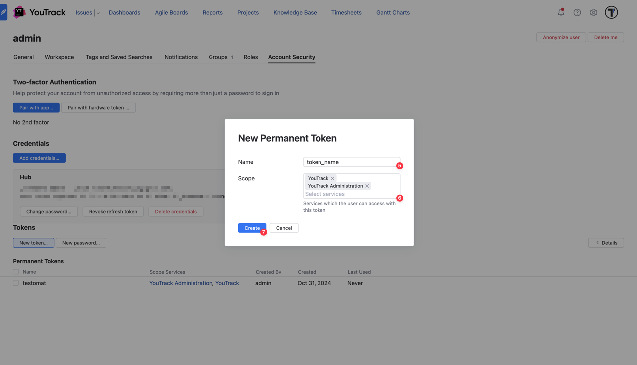 Testomat.io - YouTrack Personal Access Token