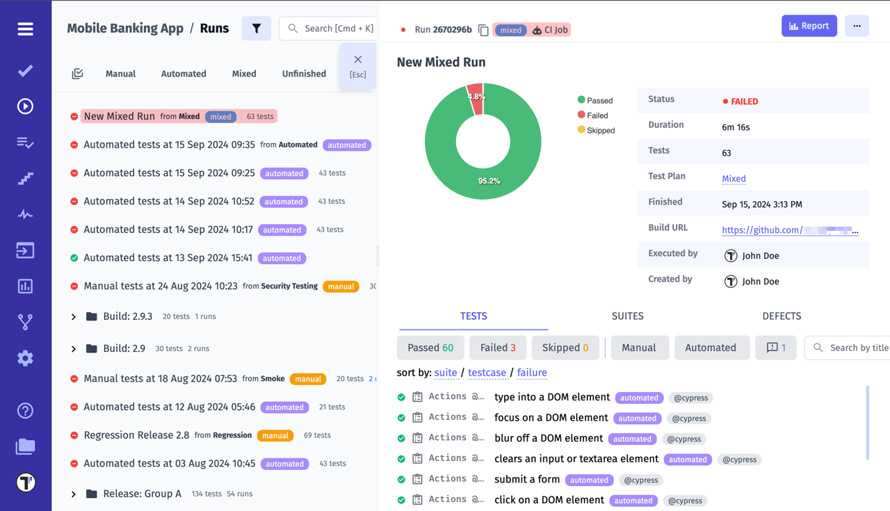 Testomat.io - Mixed Run Report