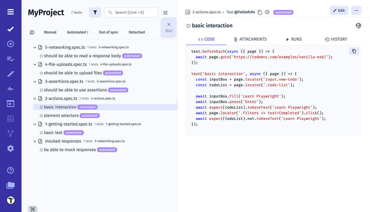 Testomat.io - Automated test source code