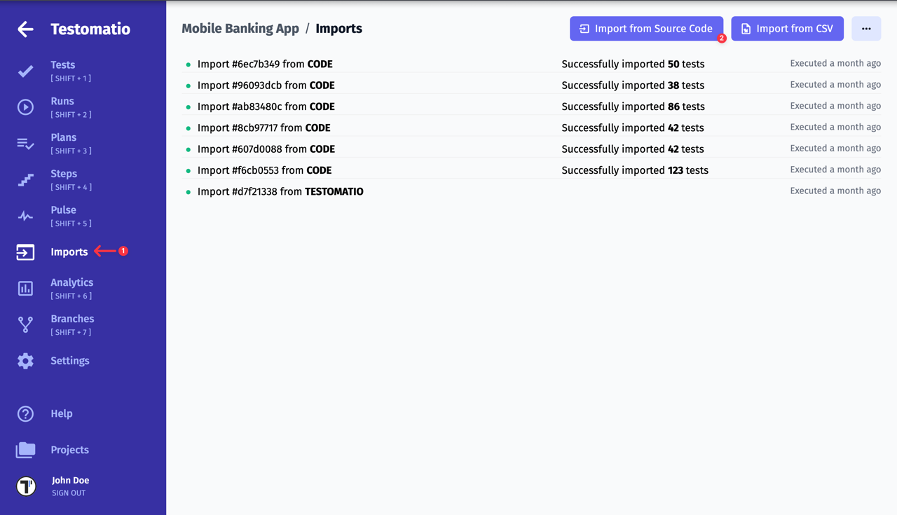 Testomat.io - Import Project from Source Code