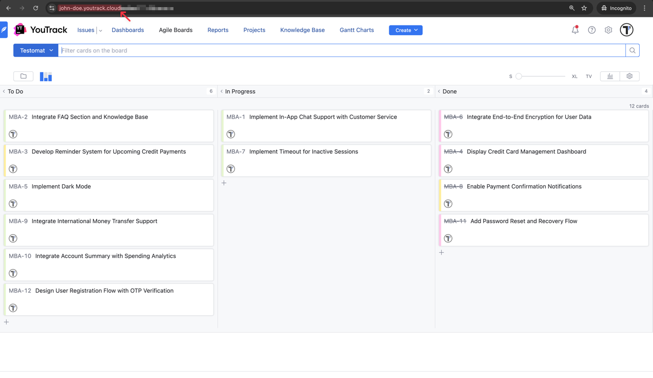 Testomat.io - YouTrack Workspace Name