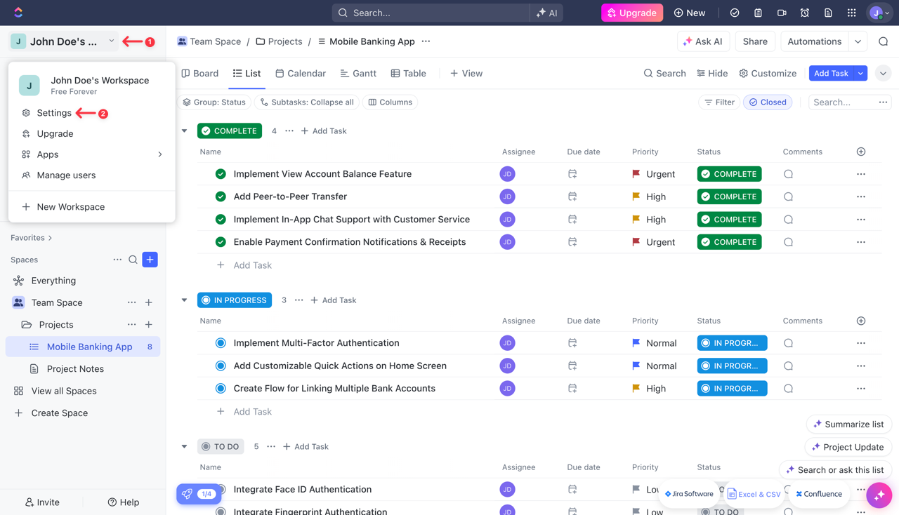 Testomat.io - ClickUp Settings