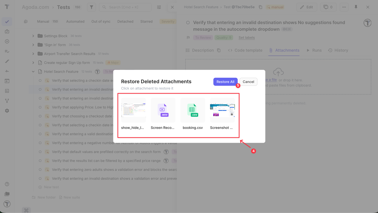 Testomat.io - Restore Deleted Attachment
