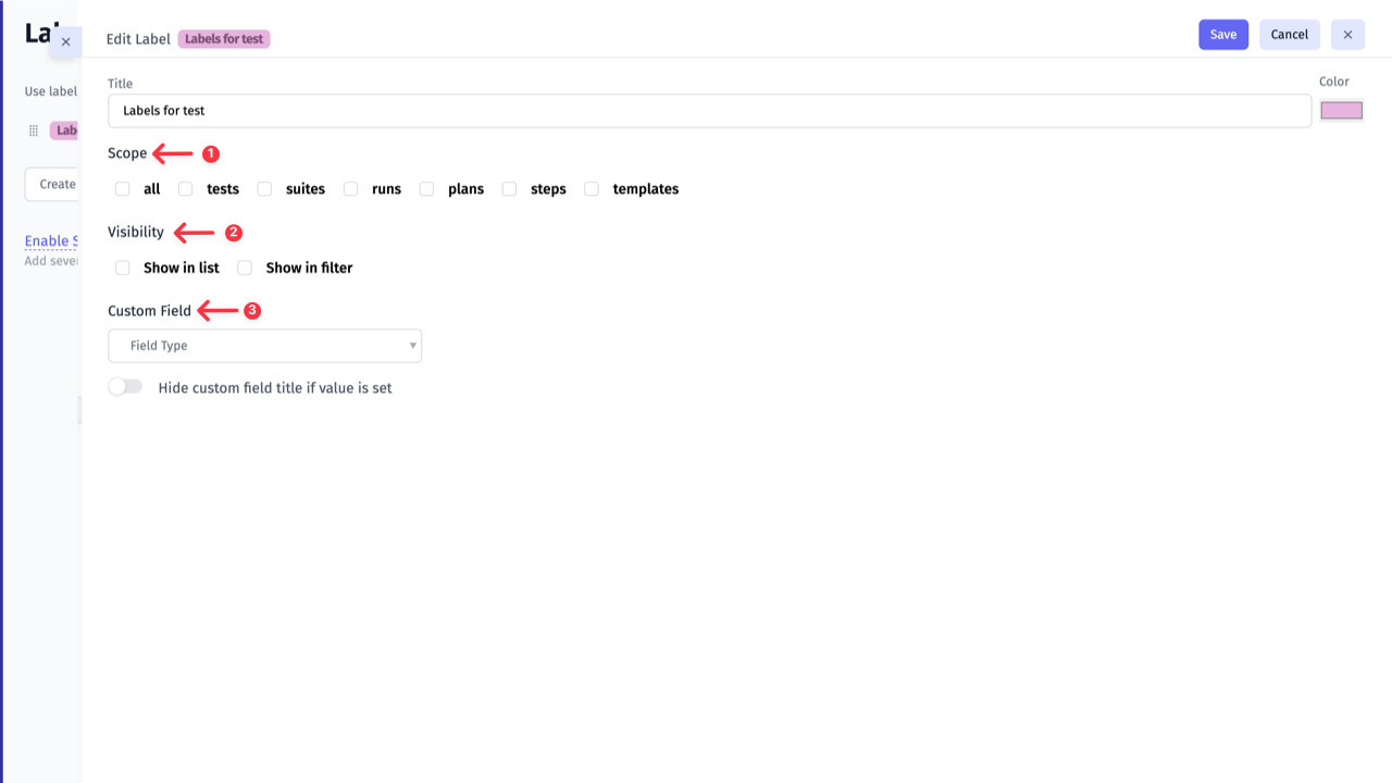 Testomatio - Setup Label
