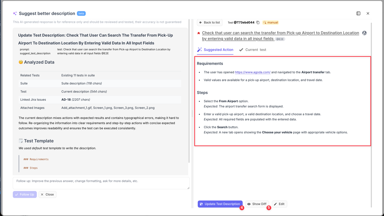 Testomat.io - Suggest Better Test Case Description