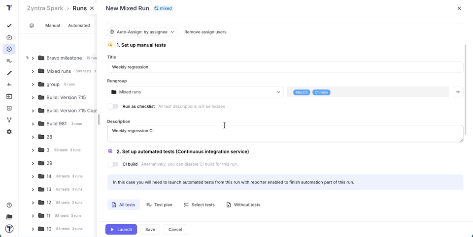 Select Execution Type