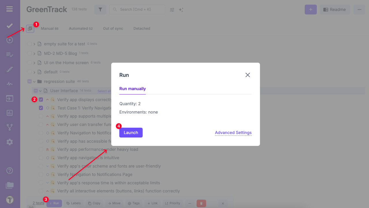 Runs with multiselect