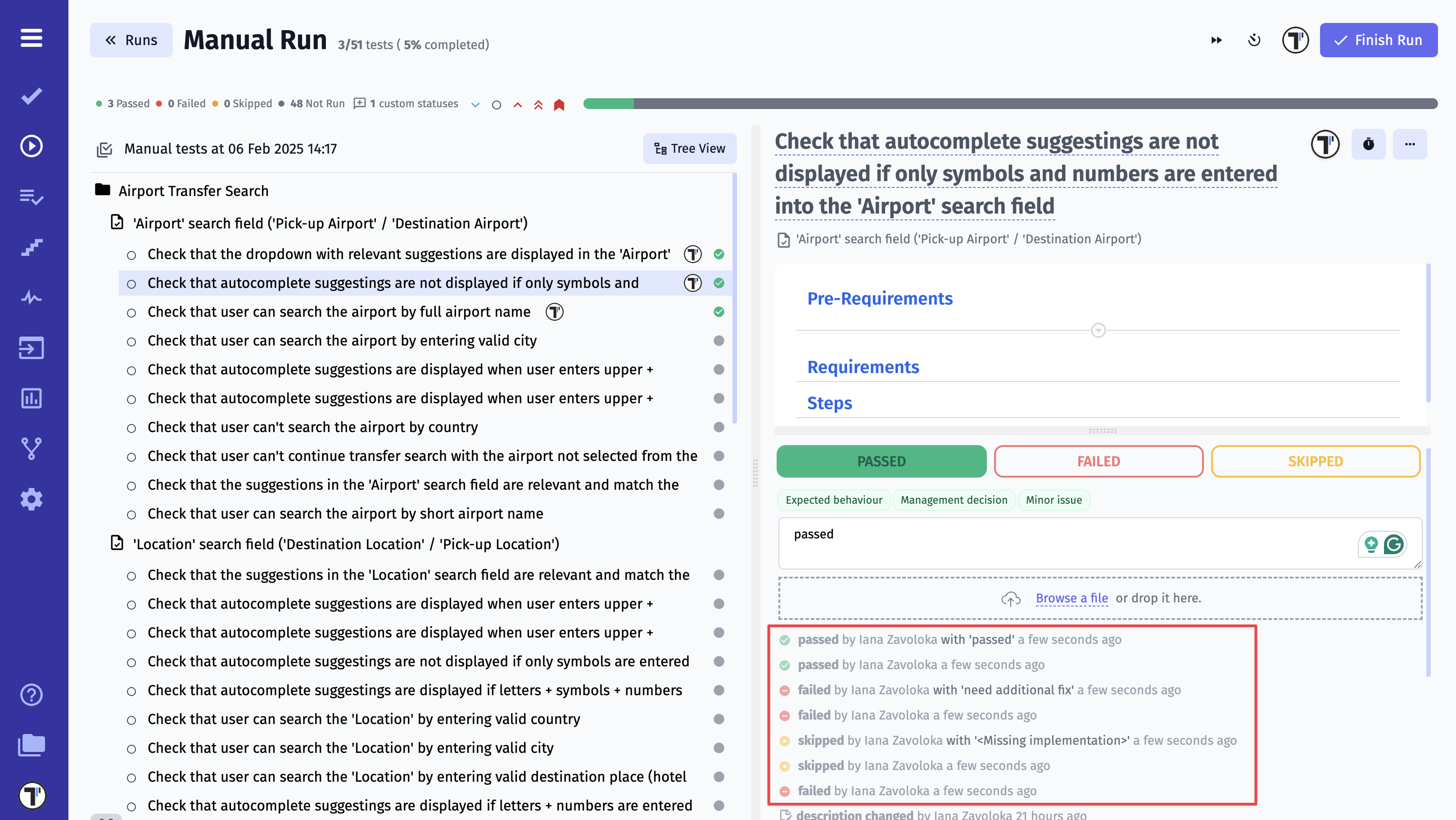 Testomat.io - Test Case History