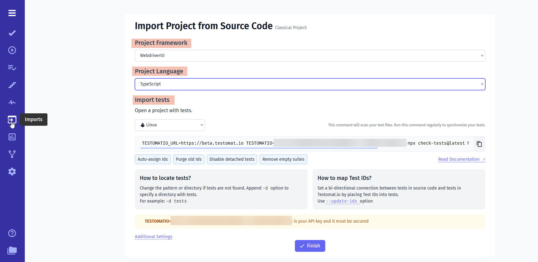 Testomat.io - Set up WebDriver project import