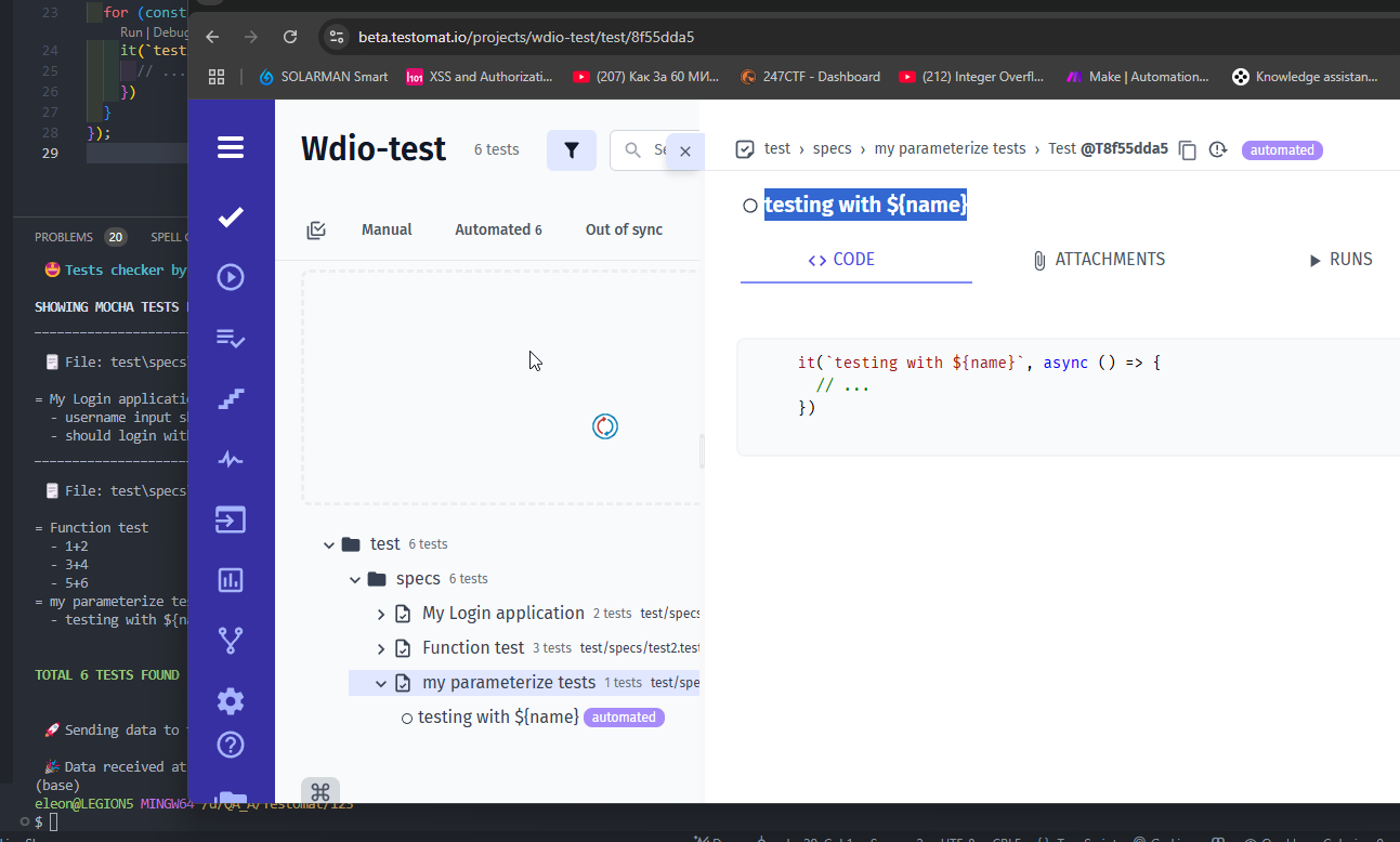 Testomat.io - Imported Parameterised Tests