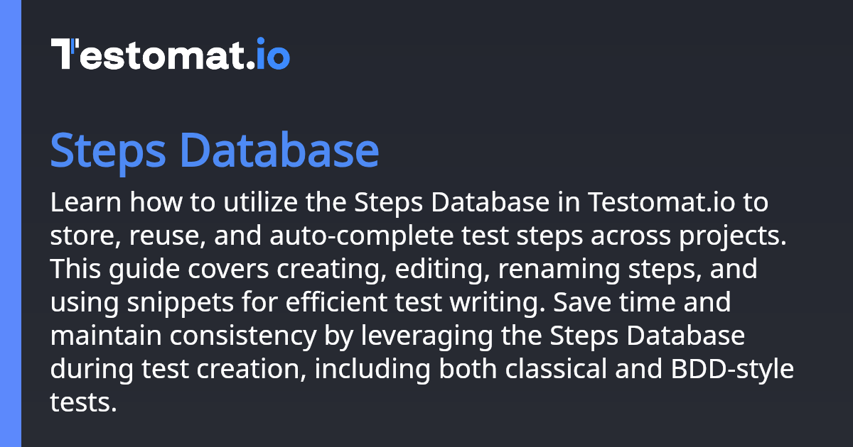 Steps Database | Docs